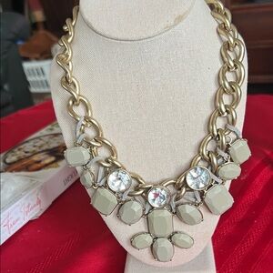 Banana Republic Elegant Gold and Cream Statement Necklace 16”